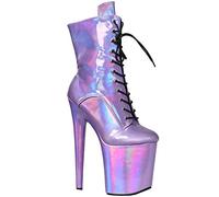 TIKENBST Talon Aiguille Talons Hauts 20CM Dancer Platform Magic Color Lace Up Pole Dance Bottines,Purple-43
