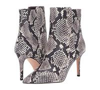 TIKENBST Talon Aiguille Talons Hauts 9CM Bottines Gris Imprimé Serpent Fermeture à Glissière Latérale Bout Pointu Stiletto,Grey-35