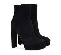 TIKENBST Talon Aiguille Talons Hauts Chaussures en Daim Bout Rond Talon Bottier Gris Bottines Plates-Formes Noires,Black-39