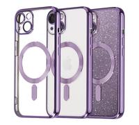 Tikgue Coque pour iPhone 14 Magnétique，[Compatible avec MagSafe][Carte Paillette] Housse Transparente Glitter Souple Silicone TPU Étui Antichoc Protection Cover - Rose