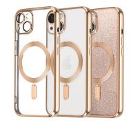 Tikgue Coque pour iPhone 14 Magnétique，[Compatible avec MagSafe][Carte Paillette] Housse Transparente Glitter Souple Silicone TPU Étui Antichoc Protection Cover - Rose