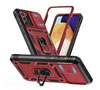 Tikgue Coque pour Samsung Galaxy A52 / Samsung Galaxy A52S 5G Défense Étui Antichoc Bumper TPU Silicone PC Rigide Armure Housse Protection Caméra avec Anneau Support Militaire Renforcée - Rouge