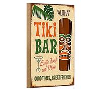 Tiki Bar Plaque en bois | Aloha | Aliments et boissons exotiques | bons moments | 12 cm x 18 cm