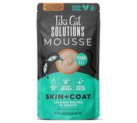 Tiki Cat Solutions Mousse pour la peau et le pelage, recette de saumon, spécialement formulée avec des acides gras oméga, nourriture humide fonctionnelle pour chats adultes, pochette de 68 g (lot de