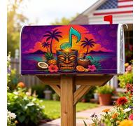 Tiki Housses magnétiques de boîte aux lettres avec palmier tropical, note de musique, violet d'été, décoration saisonnière pour extérieur, jardin, cour, 53,3 x 64,9 cm