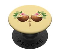 Tiki Luau Hula Soutien-Gorge hawaïen en Noix de Coco avec Poitrine en Noix de Coco PopSockets PopGrip Adhésif