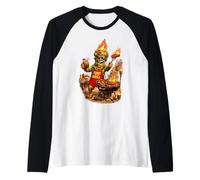Tiki Man King of The Grill Shirt - Funny Island BBQ Tiki Art Manche Raglan