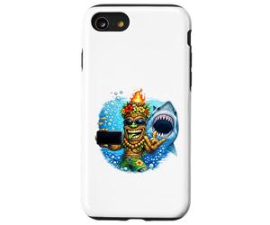 Tiki Man Shark Selfie - Funny Island Ocean Vibes Tropical Coque pour iPhone SE (2020) / 7/8