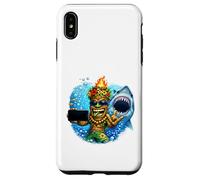 Tiki Man Shark Selfie - Funny Island Ocean Vibes Tropical Coque pour iPhone XS Max