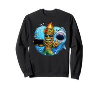 Tiki Man Shark Selfie - Funny Island Ocean Vibes Tropical Sweatshirt