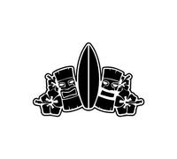 Tiki Planche de surf totem hibiscus autocollant sticker adhesif 3 - Taille : 8 cm