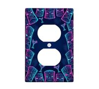Tiki Plaque murale duplex en plastique bleu tropical rétro cocktail palmier d'été taille standard pour prises électriques pour maison, salon, chambre à coucher, salle de bain
