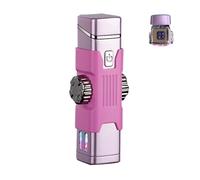 TIKIUKI Briquet électrique Briquet Tempête Rechargeable Briquet à Arc Plasma Briquet Résistant Au Vent avec Indicateur De Batterie Utilisé pour Bougies Approprié Au Camping Extérieur, Barbecue (Rose)