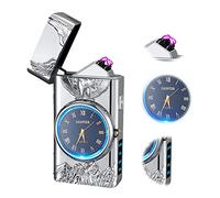 TIKIUKI Briquet électrique Briquet USB Rechargeable Briquet à Arc Plasma Briquet Tempête Briquet électrique avec Indicateur De Batterie Utilisé pour Bougies (Argenté)