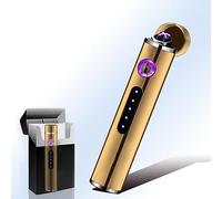 TIKIUKI Briquet Électrique Rechargeable à Arc Plasma - Mini Coupe-Vent Cylindrique, Léger Et Portable (Doré)