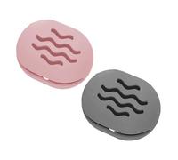 TIKIUKI Lot de 2 porte-éponges de maquillage respirantes pour le travail ou les voyages Rose + Gris