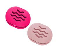 TIKIUKI Lot de 2 porte-éponges de maquillage respirantes pour le travail ou les voyages (rose + rose)