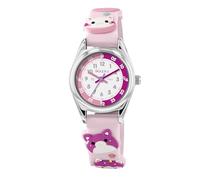 Tikkers Montre pour fille avec bracelet en silicone rose chat 3D
