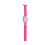 Tikkers pour Fille Montre à Quartz avec Cadran Blanc Affichage analogique et Rose foncé en Tissu et Toile Sangle Tk0119