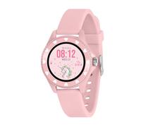 Tikkers Series 34 Montre intelligente rose avec moniteur de fitness, moniteur de fréquence cardiaque, étanchéité IP68, compteur de pas, lecteur de musique, moniteur de sommeil, alarme, pour Android