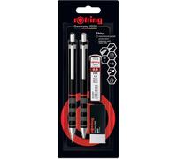 Tikky Ensemble Porte-Mine, Stylo Bille, Mine Et Gomme Hb 0,5 Mm Encre Bleue Pointe Moyenne (1,0 Mm) Corps Noir 12 Mines Incluses