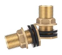 TIKODIDA 2 pièces Raccord Laiton Traversée de Réservoir Femelle Mâle avec Joint Connecteur Tuyau Eau pour Cuve et Arrosage Jardin Lot