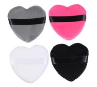 TIKODIDA 4pcs Houppettes Poudre Visage en Coton Forme Cœur Sangle, Facile à Manipuler Ranger pour Maquillage Compact et Teint