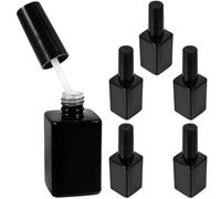 TIKODIDA 6 Pièces Flacon de Vernis à Ongles en Verre Noir 15ml avec Pinceau, Léger et Hermétique, pour Salons de Beauté et Usage Domestique