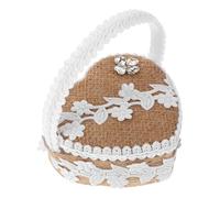 TIKODIDA Boîte à Alliances Coussin de Cœur Poignée en Tissu de Jute pour Cérémonie de Mariage et Demoiselles d'Honneur