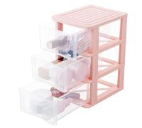 TIKODIDA Boîte de Rangement à Tiroirs 3 Couches Haute Plastique Transparent Anti-Poussière Organisateur de Maquillage et Bureau Rose Rangement Multifonction pour Cosmétiques et