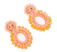 TIKODIDA Boucles D'oreilles Pendantes pour Femmes Style Bohème en Plastique Orange Double Cercle, Légères et Résistantes, pour Soirée Dansante