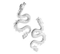 TIKODIDA Boucles Oreilles Dragon Alliage de Zinc Bijoux Fantaisie Femme Design Chinois Exagéré Accessoires Statement pour Soirées et Usage Quotidien Argenté