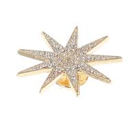 TIKODIDA Broche Étoile à Six Branches en Alliage Doré Ornée de Cristaux, Épingle Décorative Vintage pour Vêtements, Paquet et Chapeaux, Accessoire Femme Rétro Élégant