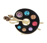 TIKODIDA Broche Palette de Peinture à L’huile Femme, Épingle à Cristaux Noire Anti-dévoilement pour Costume, Accessoire Broches de Mode Élégant pour Fête des Mères et Occasions Spéciales