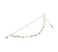 TIKODIDA Chaîne de Pantalon Décorative Hip-Hop en Métal Doré avec Perles Imitation et Pendentif Croix Orné de Pierres Colorées Ceinture Chaîne Multicouche pour Femme Accessoire Mode pour