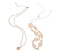 TIKODIDA Collier Coquillages Double Couche pour Femme Pendentif Tortue Océan Bijou Plage Bohème Perles Plastiques Accessoire Vacances