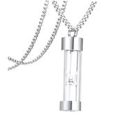 TIKODIDA Collier Pendentif Urne Funéraire Sablier Acier Inoxydable et Verre Urne Commémorative pour Cendres Bijou Memorial Unisexe avec Chaîne