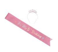 TIKODIDA Couronne Anniversaire Fille Ans avec Écharpe Rose Pailletée Serre-tête Tiara Légère pour Fête Anniversaire et Célébrations