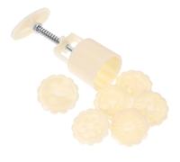 TIKODIDA Ensemble 6 Pièces Moule à Gâteau de Lune Réutilisable en Acier Inoxydable Surface Antiadhésive, Presse Manuelle 50 G, pour Préparation de Pâtisseries Orientales en Automne