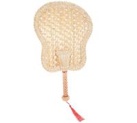 TIKODIDA Éventail de Style Chinois Vintage en Paille Tissé Main Léger Poignée, Ventilateur D'été Naturel Portable pour Plages et Extérieur