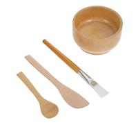 TIKODIDA Kit Complet pour Masque Facial en Bois, Bol et Outil de Mélange, pour Soins du Visage Maison, Léger et Portable, Ensemble 4 Pièces pour Usage Quotidien et Déplacements