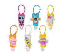 TIKODIDA Kit de 6 Bouteilles de Voyage 30ml Housse en Silicone Cartoon et Crochet, Bouteilles en Plastique Étanches, pour Attacher Porte-clés la Poussette Couleur Couleur Aléatoire