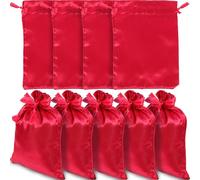 TIKODIDA Lot de 20 Pochettes à Bijoux en Satin Rouge Foncé Cordon de Serrage, 20x15 Cm, Sachets Présents Polyvalents pour Mariage, Rangement Bijoux et Bonbons, Emballage Présent Élégant