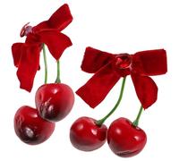 TIKODIDA Paire de Pinces à Cheveux Rouges Cerises en Velours Doux Accessoires Kawaii pour Filles Barrettes Duveteuses pour Coiffures D’Automne et Hiver Bandeau Cerise Élégant et