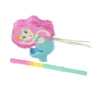 TIKODIDA Piñata Sirène pour Anniversaire Fille en Papier Résistant avec Bandeau et Bâton, Décoration Unique pour Fêtes Familiales et Jeux D'anniversaire