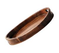 TIKODIDA Plateau Ovale Rustique en Bois Massif Poignées Doubles Dimensions 285 X 209 X 42 CM Plateau de Service Résistant à la Chaleur pour Table Basse pour Organiser Apéritifs