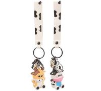 TIKODIDA Porte-Clés Vache 2 Pièces Pendentif Paquet à Dos 11.5 X 1.8 Pouces Présent Couple Dessin Animé Couleur Aléatoire