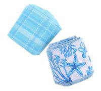 TIKODIDA Ruban de Satin Bleu Océan 2pcs en Polyester Bord en Fil Métallique, Facile à Modeler, Décoration Festive et Nœuds pour Cheveux Élégants