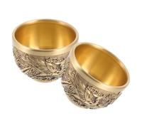 TIKODIDA Tasse à Thé en Cuivre de Style Chinois Vintage Motifs Dragon et Phoenix, Lot de 2 Pièces Robustes et Décoratives pour Cérémonie du Thé