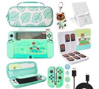 TIKOdirect Étui de transport compatible avec les manettes Joy-Con Nintendo Switch OLED avec 4 capuchons mignons pour le pouce et 2 protecteurs d'écran, coque anti-rayures tactile, animal crossing